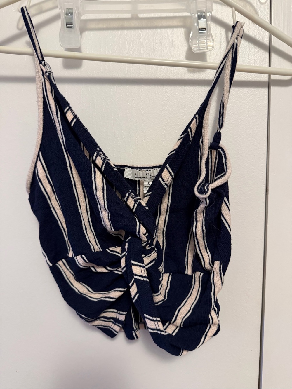 Lush Navy & Cream Striped Twist Front Cami